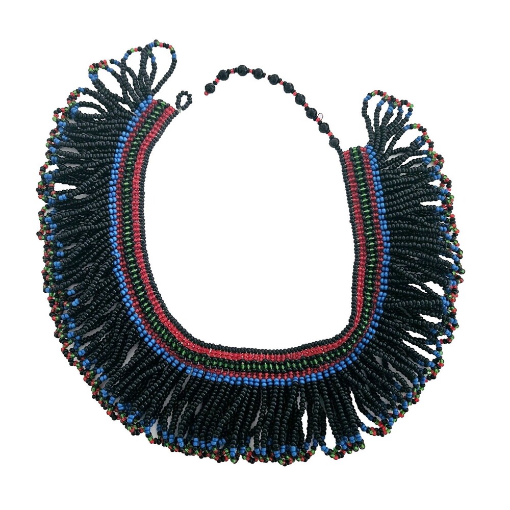 Vintage Native American Twisted Seed Bead Collar Necklace Handmade - Picture 2 of 4